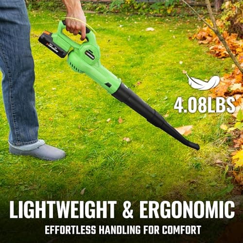 WORKPROX Leaf Blower Cordless, 20V Electric Blower with 4.0Ah Type-C Charging Battery, 138MPH 170CFM, Lightweight Handheld Mini Blowers for Lawn Care, Patio Cleaning, Dust, Blowing Leaves - Thumbnail 4