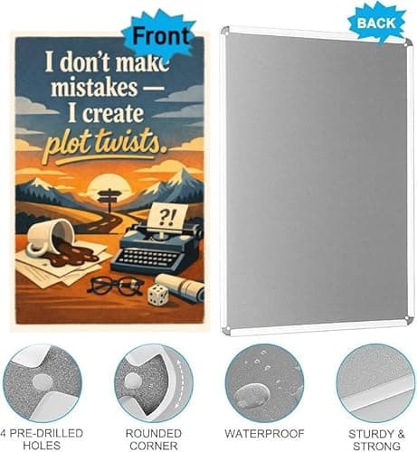 I Dont Make Mistakes I Create Plot Twists Metal Tin Sign Vintage Inspirational Quote Wall Decor Retro Writing Humor Art 8x12 Inch Hanging Plaque Office Study Room Creative Poster - Thumbnail 6