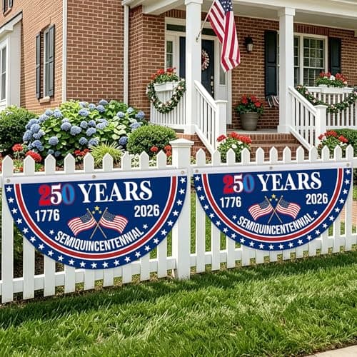 4th of July Patriotic Bunting - American Flag Bunting 2 X 4 Ft, 250 Years American Flag, 4th of July Party Decorations, 1776-2026 250 Year American Anniversary Flag Indoor Outdoor Hanging Decor-2PCS - Image 1