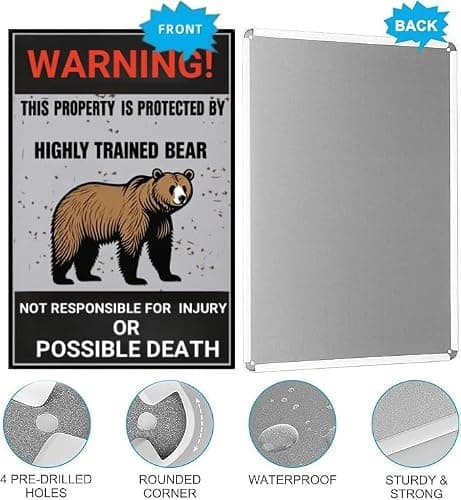 Carastora Vintage Property Protection Sign, 8x12 Inch Metal Tin Warning Sign, Fun Guard Pet Home Wall Decor Outdoor Gate Fence Farmhouse - Thumbnail 5