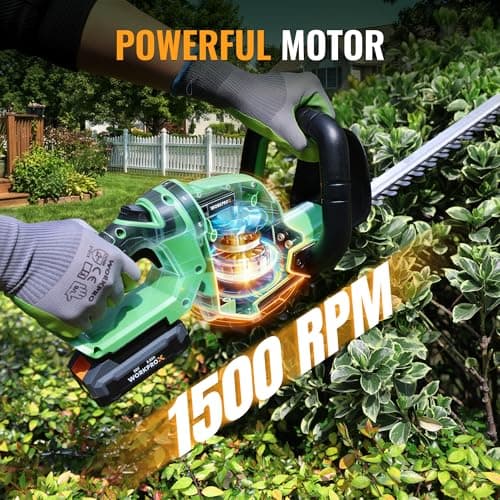 WORKPROX 20V Cordless Hedge Trimmer with 180° Rotatable Handle, 18'' Dual-Action Blade & 2.0Ah Battery, 5/8" Cutting Capacity, Safety Lock, Lightweight Shrub Trimmer for Garden Yard - Thumbnail 3