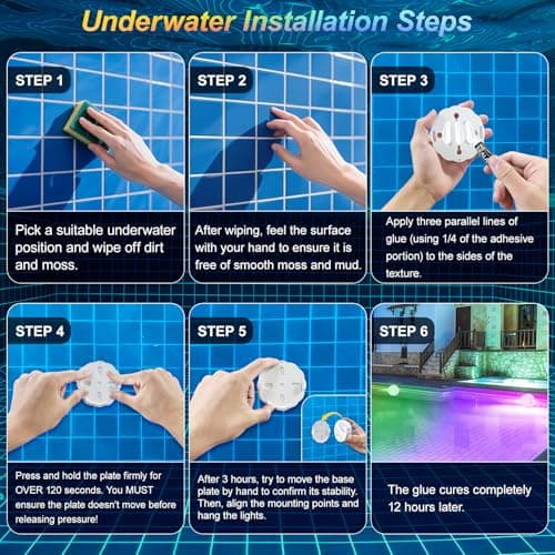 YiaMia Rechargeable Pool Lights with Remote, 2 Pack IP68 Waterproof Submersible LED Lights for Above Ground & Inground Pools, Bath, Shower, Party Decoration, Spas, Aquariums - Thumbnail 4