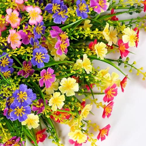 trytuny 10 PCS Artificial Plants Outdoor,Artificial Flowers UV Resistant Fake Flowers,Fake Plastic Faux Flowers for Porch Window Box Home Garden Decor - Thumbnail 6