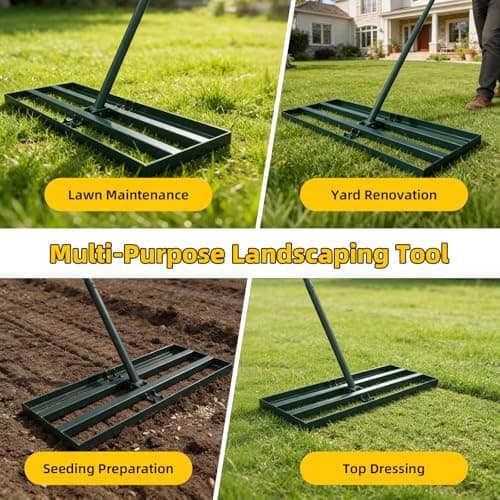 Stainless Steel Lawn Leveling Rake with 70" Adjustable Long Handle – 30"×10" Lawn Leveler for Yard & Garden Soil Leveling, Heavy Duty Top Dressing Rake for Lawn Repair, Landscaping & Grass Care - Thumbnail 3