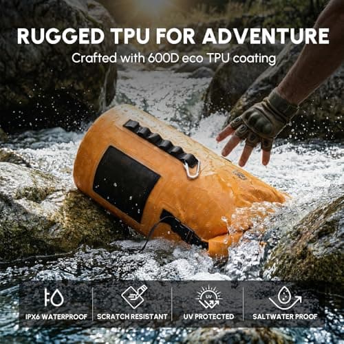 RIVONOVA Roll Top Closure Cooler Backpack for Kayaking Beach Paddle Boarding Watersports, Premium 24 Hours Insulated Leak Proof Zipperless Soft Cooler Gift for Dad for Fishing, 20L Orange - Thumbnail 3