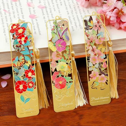 Kinsound Flower Book Marks with Tassel for Reading Women, Pretty Cute Hollow Butterfly Book Markers for Women, Kids,Teachers, Students, Reading Accessories Gifts for Book Lovers（3PCS-Style B） - Image 1
