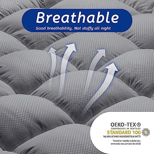 MATBEBY Extra Thick Twin Mattress Topper, 39"x75", Dark Grey, Breathable, Quilted Fitted, Deep Pocket, Machine Washable - Thumbnail 3