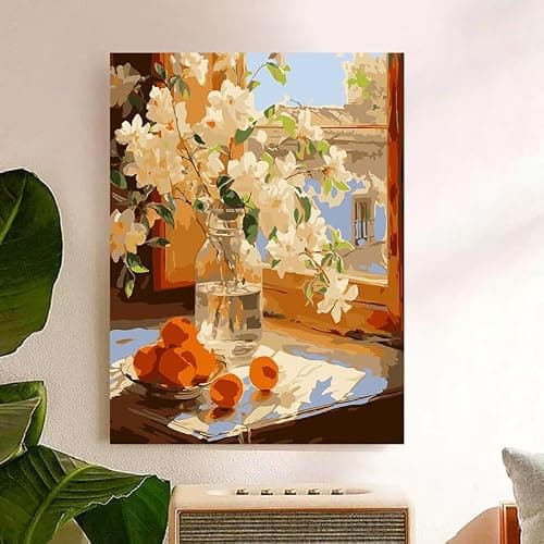 ZRIZQ Paint by Numbers Kit for Adults Beginners,Floral DIY Painting Set,Relaxing Creative Craft Activity,16x20 Inch-Flowers - Thumbnail 6