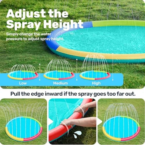 SLOOSH 72" Non-Slip Splash Pad Sprinkler - Outdoor Water Play Toys Backyard Fountain Mat for Toddlers Kids Dogs, Thickened Sprinkler Outside Pool Party Durable for Girls Boys Pets (72in, Multicolor) - Thumbnail 3