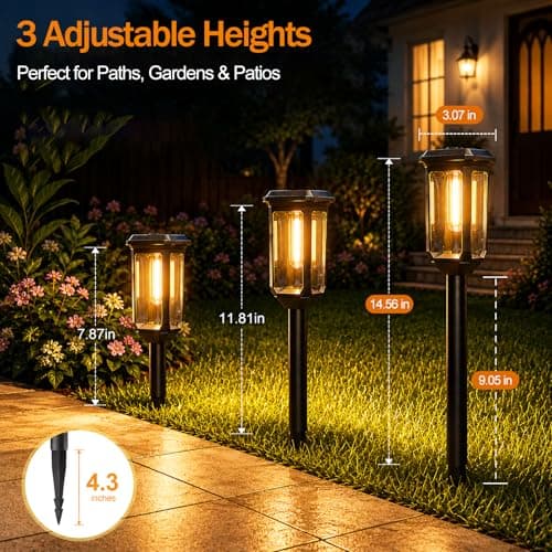 Tenmiro-Solar-Pathway-Lights-Outdoor-8-Pack-LED-Solar-Powered-Garden-Lights-Waterproof-IP65-Auto-On/Off-Outdoor-Light-for-Yard-Lawn-Patio-Path-Walkway-Driveway-Landscape-Lighting-Decor-3000K - Thumbnail 5