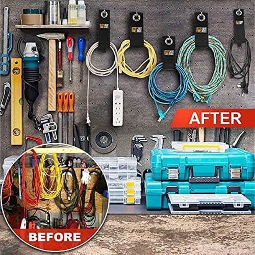 15PCS Heavy Duty Storage Straps - Garage Organization Tool Organizers and Fastening Straps - Cord Wrap Keeper, Cable Straps for Cords, Hoses, Rope, RV, Boat, and Garage Storage - Thumbnail 2