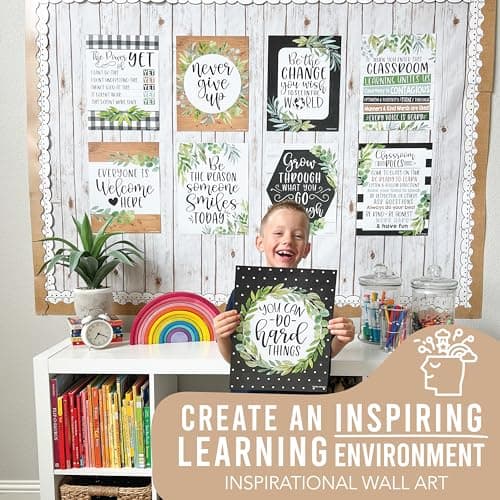 Hadley Designs Motivational Poster for Classroom Decor - 9 Growth Mindset Classroom Posters Elementary, Inspirational Wall Decor Middle School, Teacher Must Haves, Farmhouse Bulletin Board Decorations - Thumbnail 4