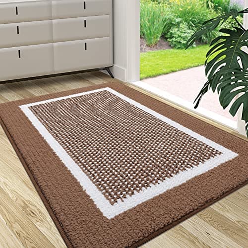 Colorxy Indoor Door Mat, Non-Slip Absorbent Resist Dirt Entrance Mat, Sturdy Low-Profile Inside Floor Carpet Mats, Washable Front Entry Doormats for Entryway, 59''x36'', Brown - Image 1