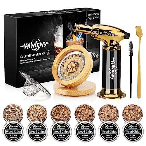 Yiiwinwy Cocktail Smoker Kit with Torch,Whiskey Smoker Kit,Bourbon/Drink/Old Fashioned Smoker Kit with 6 Flavor of Wood Chips,Christmas Gifts for Men,Husband,Dad (No Butane) - Image 1