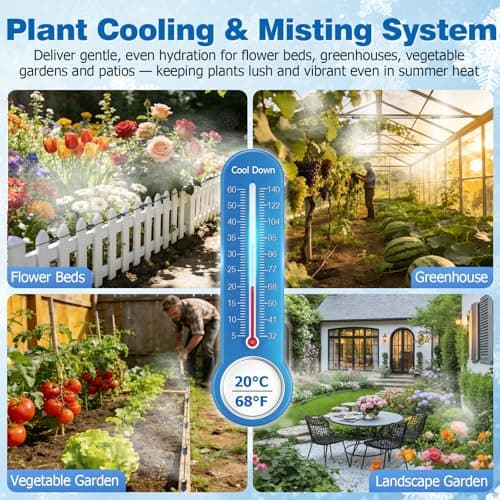 Mellbree Misters for Outside Patio 45FT/14M, Pre-Assembled Misting Cooling System with 12 Brass Nozzles & 3/4" Adapter, Outdoor Mister for Patio, Garden, Greenhouse, Pavilion, Dog House, Chicken Coop - Thumbnail 4
