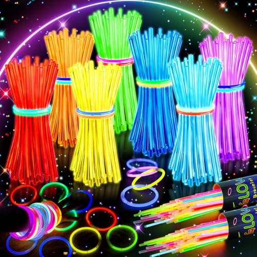 HONLYNE 200 Pcs Glow Sticks Bulk Party Pack, 8'' Glow in the Dark Party Supplies, Glow in the Dark Light Up Sticks with Connectors, Party Favors for Birthday, Concert, Raves, Halloween, Christmas - Image 1