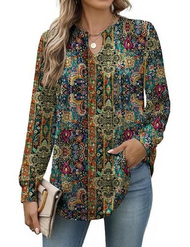 Misakia Women Long Sleeve Tunic Top Fall Fashion Dressy Casual Trendy Shirt Pleated Blouse 2025 - Image 1
