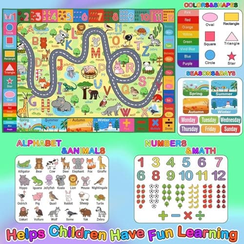 HBUFBUQ Educational ABC Area Rug 2.5x4 Feet Kids Rugs for Playroom Non Slip Alphabet Animals Numbers Shapes Floor Mat for Bedroom Nursery Classroom Boys Girls Learning Carpet - Thumbnail 3