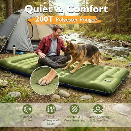 Camping Sleeping Pad, 6 Inch Extra Thick Inflatable Mat with Built-in Foot Pump & Pillow, Ultralight Compact Water Resistant Low Noise Camping Mat for Tent Backpacking Hiking Travel, Single Green - Thumbnail 6