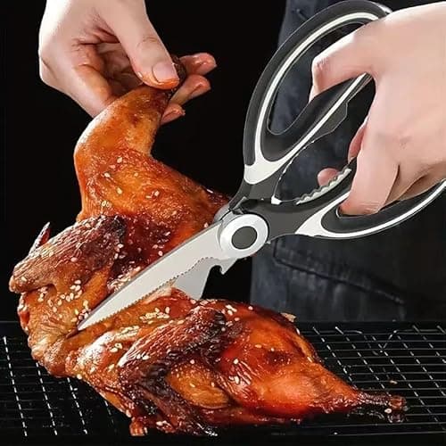 All Purpose Stainless Steel Dishwasher Safe Cooking Scissors - Kitchen Shears for Meat, Chicken, Fish, Vegetable - Thumbnail 5