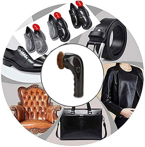 Shoe Buffer Kit Electric Shoe Polisher Brush Shoe Shiner Dust Cleaner Portable Leather Care Kit for Shoes, Bags, Sofa (Black) - Thumbnail 2