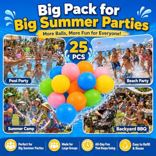 SOPPYCID Reusable Water Bomb balloons, Magnetic Refillable Water balls - Pool Toys for Boys and Girls, Beach Outdoor Activities Water Games Toy for kids Self Sealing Water Splash Ball (25Pack) - Thumbnail 6