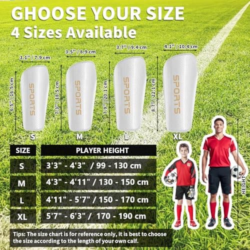 LPONJAR Soccer Shin Guards for Kids Youth Adults - Shin Pads and Sleeves with Optimized Insert Pocket for Boys Girls Men Women for Football Games - Protective Soccer Equipment - Thumbnail 5