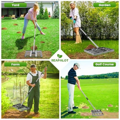 REAPALOT Lawn Leveling Rake, Lawn Leveler with Stainless Steel Long Handle, Heavy Duty Yard Level Tool for Leveling Soil, Sand Or Dirt Surfaces, Gardening Gloves Gift Included (17x10in) - Thumbnail 6
