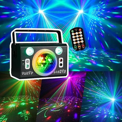 Disco Light,Party Lights, RGB 4 Lens Sound Activated DJ Strobe Stage Lights for Parties Birthday Christmas Gifts Wedding Karaoke Bar Club Pub Home Room Halloween Decorations - Thumbnail 3