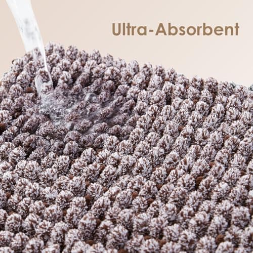 EHEYCIGA Super Absorbent Dog Door Mat for Muddy Paws 24x16 Inch Indoor, Front Doormat Outside Entrance, Quick Dry Chenille Washable Dog Crate Bed, Non-Slip Pet Rug Mud Mat Outdoor Entryway, Brown - Thumbnail 3