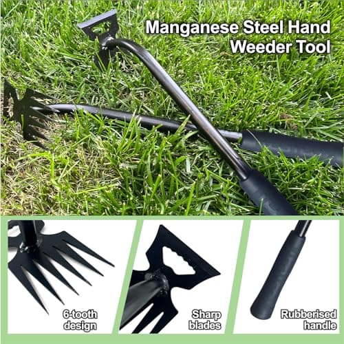 Weed Puller Tool-2Pcs Gardening Hand Weeder Tools, 2026 New Weeding Artifact Uprooting Weeding Tool, Manganese Steel Weed Removal TooL, 6 Teethes Dual Purpose Manual Weed Pulling Tool for Yard Gardenl - Thumbnail 4