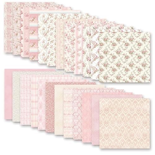 Scrapbook Paper & Scrapbooking Supplies, Pink 6x6 Double-Sided Patterned Cardstock Pad, Shabby Chic Craft Sheets for Junk Journaling, Card Making & Scrap Book, 24 Sheets - Thumbnail 6