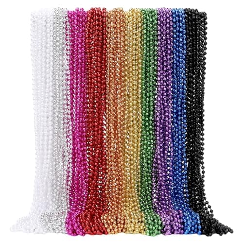 SWANUCKY 100PCS Mardi Gras Beads, 33" Beaded Necklace,Carnival Beads,Party Supplies Costume Accessories, Festival Parade Throw-In Accessories Set, Celebration Decorations(10 colors) - Image 1