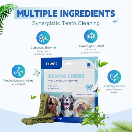 Dr.vet Dog Dental Chews, Dog Dental Sticks for Plaque and Tartar Remover for Dogs, Dog Breath Freshener and Teeth Cleaning Treats, Rawhide Free Dog Chews for Small Breed Dog Treats, 100g (7 Sticks) - Thumbnail 5