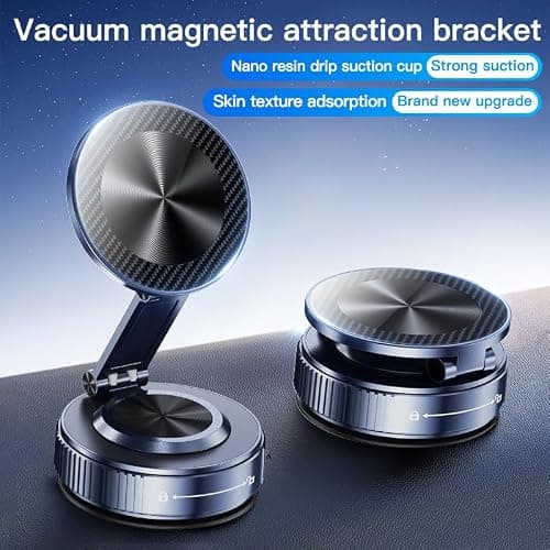 Ainid Magnetic Car Phone Holder for Magsafe[105+LBS & 3800gf Magnetic], Alloy 360° Folding Car Mount with Ultra Stable Suction Cup, Phone Holder Mount for Car/Mirror/Kitchen/Gym for iPhone & Android - Thumbnail 4