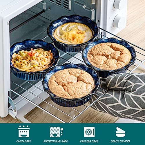 vancasso Mini Pie Pans Set of 6, 5.2 inch Ceramic Deep Dish Pie Plate for Baking Microwave & Oven Safe, Cream Colored - Thumbnail 4