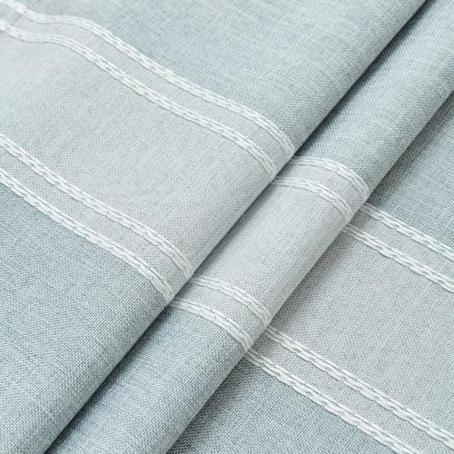 Home Queen Farmhouse Kitchen Curtains 45 Inch Length for Small Bedroom Light Filtering Tassel Linen Cafe Tiers Boho Casual Semi Sheer Short Half Window Drapes for Bathroom 26W x 45L, Blue Gray - Thumbnail 3