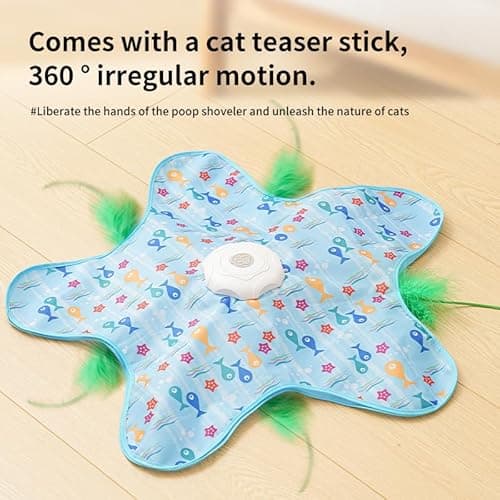 AQPU Rechargeable Automatic Cat Toy, 3-Mode Touch-Activated Interactive Toy with Random Motion, Concealed Feather & Squeaky Sound for Indoor Cats & Kittens (Yellow) - Thumbnail 4