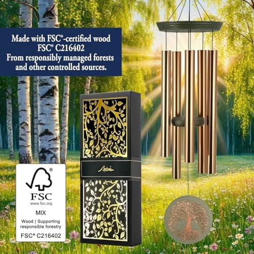 Gifts for Mom & Grandma - Outdoor Wind Chimes with Engraved Tree of Life, Large Patio Hanging Decor for Garden, Yard, Christmas, Anniversary Celebrations - Thumbnail 4