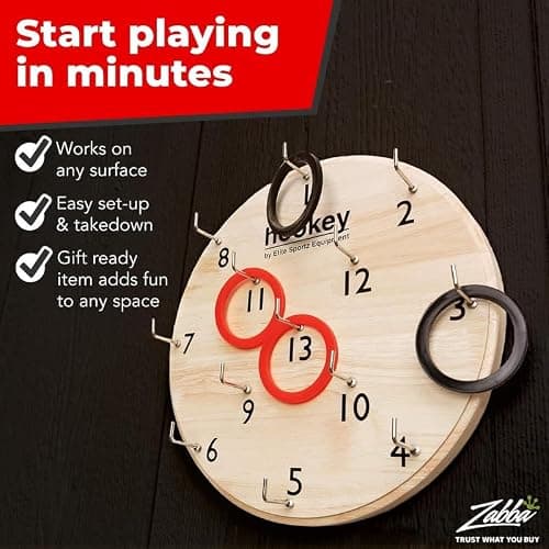 Elite Sportz Equipment Ring Toss Game | Sturdy Wooden Board Set for Kids Outdoor Games | Wall Mounted Hook and Ring Game for Yard Games & Camping Activities - Adults & Kids Picnic - Thumbnail 5