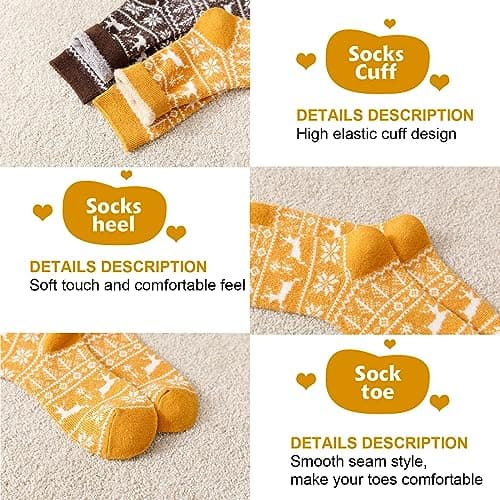 SISOSOCK 5 Pairs Fuzzy Soft Cozy Comfortable Socks for Women, Casual Sleep Comfy Socks, Perfect Warm Winter Gifts for Women - Thumbnail 4