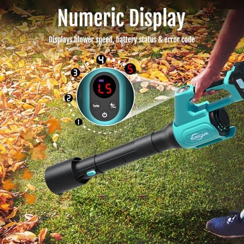 YARDCARE Electric Cordless Leaf Blower with Battery and Charger, 5-Speed + Turbo Mode, 4.0Ah Lightweight Battery Powered Powerful Blower for Blowing Leaves, Patio Cleaning, Blowers for Lawn Care - Thumbnail 3