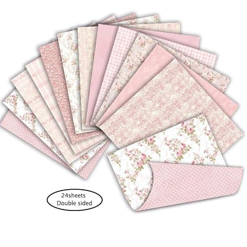 Floral Pink Scrapbook Paper Pad, 6x6 Aesthetic Craft Paper, 24 Sheets Double-Sided Decorative Patterned Decorative Junk Journal Supplies for Mixed Media, Card Making, Decoupage & DIY Art - Thumbnail 2