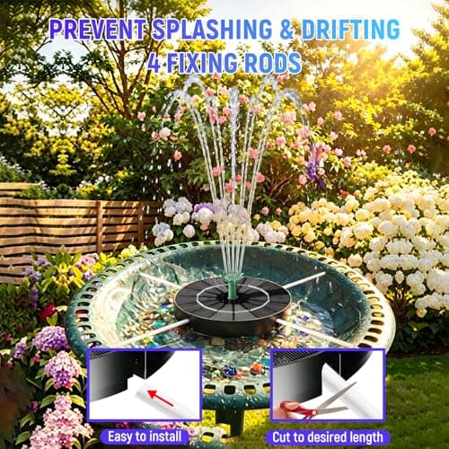 Marchul 3.5W Solar Fountain for Bird Bath Colorful Light with 2200mah Battery, 2026 Upgrade 4-in-1 Nozzles Solar Water Fountain Powered with 4X Fixer Floating Solar Pump for Garden, Pond, Pool - Thumbnail 5