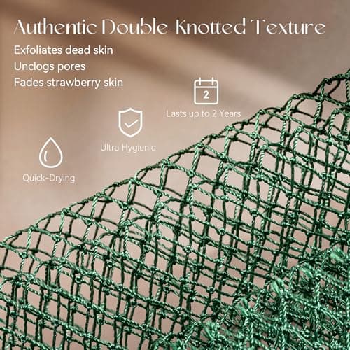 CORATED African Net Sponge Authentic, Shower Loofah Exfoliating Bath Net Sponge with Knots, Body Scrubber for Women and Men Daily Use Body Care, Travel Portable Bath Accessories for Bathroom - Thumbnail 4