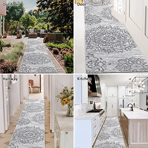 HEBE Hallway Runner Rug 2'x10' Washable Vintage Distressed Area Rugs Non Slip Laundry Rug Runner Boho Floor Carpet Runners for Hallways Entryway Laundry Room Kitchen Bathroom - Thumbnail 3