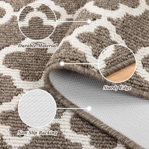 U'Artlines Runner Rug for Hallway 2×6feet Non Slip Kitchen Floor Carpet Runners Brown Geometric Pattern Machine Washable Area Rug for Entryway Bathroom - Thumbnail 3