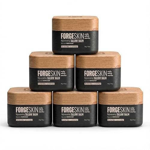 Forge Skin® Wrinkle Defense Beef Tallow Balm for Men [TALLOW-BASED] Moisturizer for Face Hydration - Hydrating AntiAging Skin Cream Natural Facial Skincare Lotion with Essential Oils (1.7oz Each) 6pk - Image 1