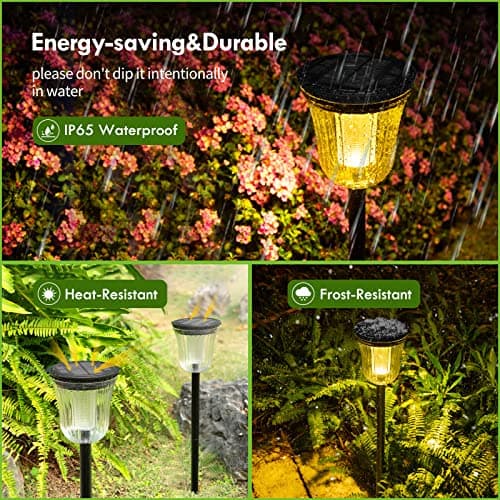 WTGEGF Solar Lights Outside Waterproof, 6 Pack 200 Lumens Super Bright Solar Pathway Lights Outdoor Waterproof with 2 Lighting Modes, Auto On/Off Outdoor Solar Lights for Yard, Walkway, Lawn - Thumbnail 6