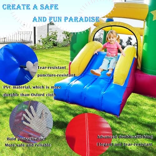 Bouncevala RooYay Inflatable Bounce House with Slide,UL Blower Included,for 3 Kids Ages 5-12,PVC Material 8.4ft×6ft×6.6ft,Sets Up in Seconds,for Outdoor Backyard or Indoor - Thumbnail 4